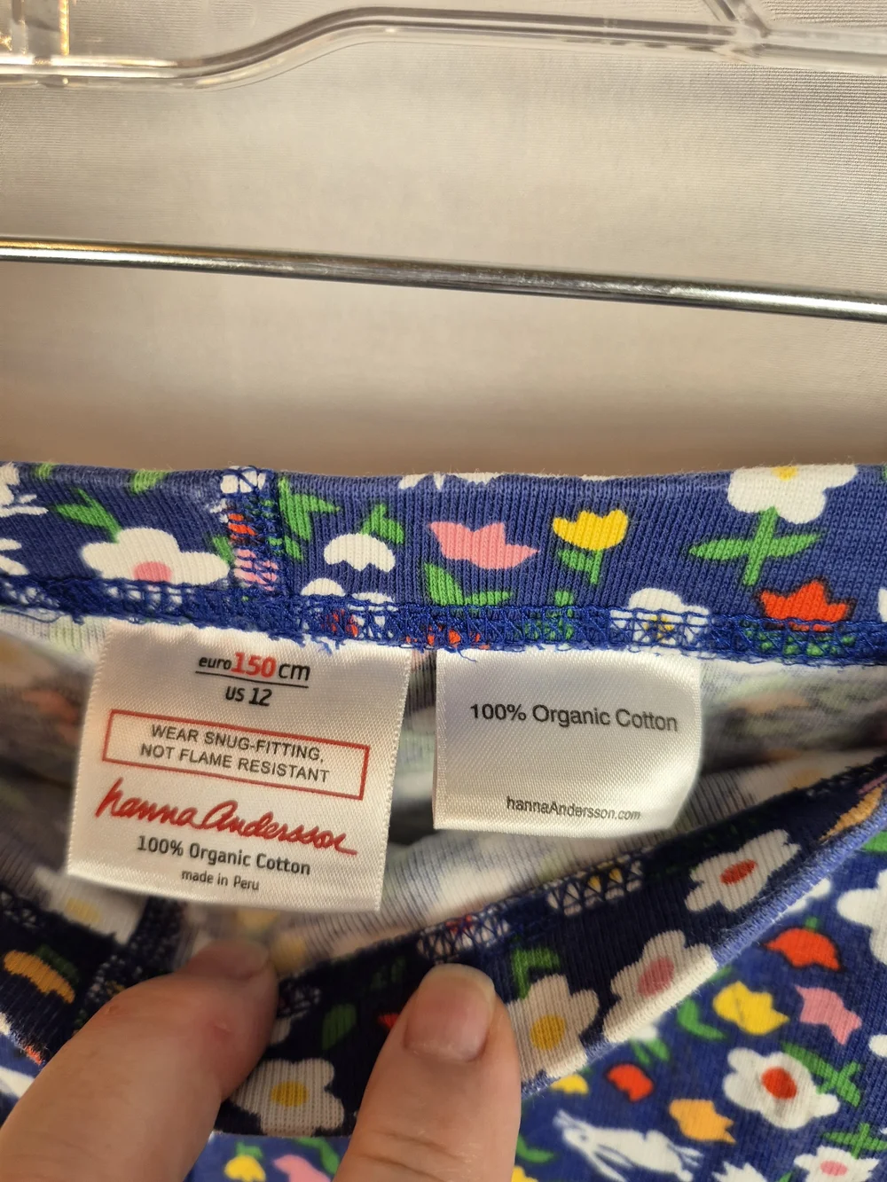 Hanna Andersson 100% Organic Cottom Navy Floral Short Pajama Set Girls 12
